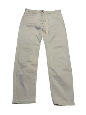 Pantalones de mezclilla para mujer The Row marfil blanco mezcla de algodón botón mosca pierna recta 4 Foto 1 de 4