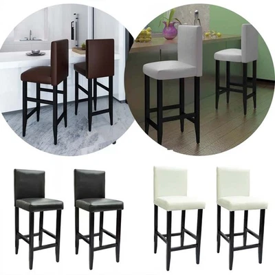 2x Barhocker Kunstleder Barstuhl mit Rückenlehne Tresenhocker Küchenhocker Stuhl - Bild 1 von 4