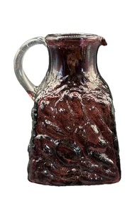 Vintage Hand Blown Pilgrim Glass Purple Amethyst Creamer Textured Applied Handle - Picture 1 of 8