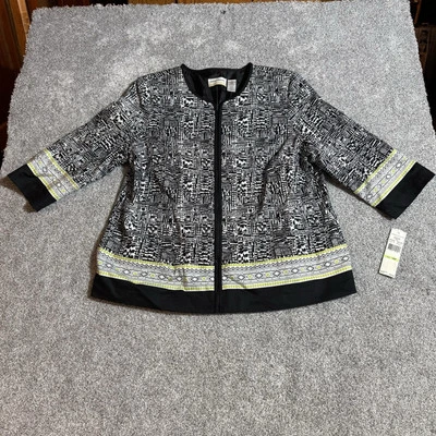 Alfred Dunner Jacket Womens 18W Plus Stretch Office Chic Retro Lagenlook Artsy - Image 1 of 4