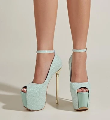 Womens Platform Peep Toe Stiletto Sandals Ankle Strap High Heels Nightclub Shoes - Image 1 of 4
