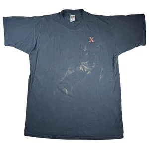 Vintage 90s Xerox Think Pocket T-Shirt Size XL Black THRASHED - Picture 1 of 9