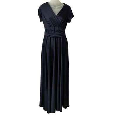 Maxi Vestido Drapeado Koh para Mujer M Azul Marino Manga Gorra Boda Invitada Cintura Imperio NUEVO Foto 1 de 4