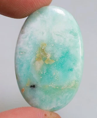 40 Ct 6X21X32 mm Natural Aqua Blue Aragonite Oval Cabujón Piedra preciosa... - Imagen 1 de 4