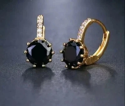 Lab Created Diamond 2Ct Round Cut Drop/Dangle Earrings 14K Yellow Gold Plated - Image 1 of 3