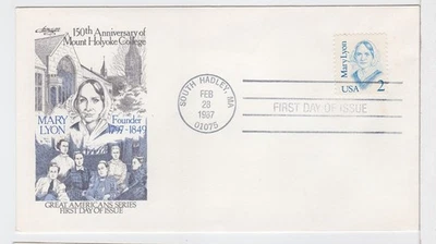 TurtlesTradingPost- Mary Lyon 2 Cent 1987 #2169  FDC Artmaster  Cachet - Image 1 of 2