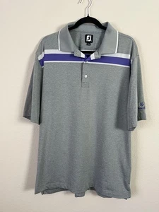 FootJoy Golf Polo Shirt Mens XL Stretch Performance Gates Four Stripe Blue Gray - Picture 1 of 10