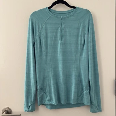 Pullover Athleta Cuarto Cremallera Aqua Talla Mediana Alta MT 1/4 Entrenamiento Atlético Yoga Foto 1 de 4