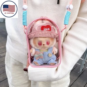 Clear Doll Carrying Case Display Bag Keychain Portable Doll Pouch Storage Bag - Picture 1 of 16