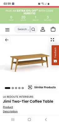 la redoute Jimi Oak & Birch Two Tier Coffee Table Rrp£240 - Image 1 of 4