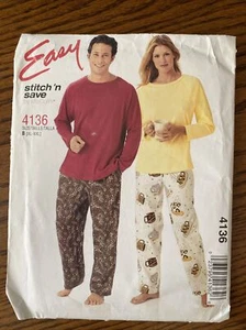 2003 McCall's #4136 Easy Men/Women Sz B XL/XXL Pajama Top/Pull-On Pants Uncut - Picture 1 of 5