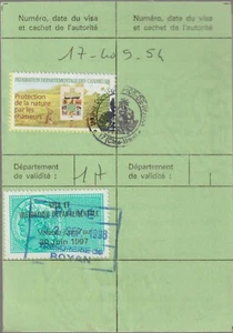 France Revenue Stamp Fiscal Fiscaux Permis Chasse Hunting License 1997 - Picture 1 of 1