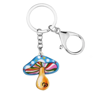 Acrylic Cartoon Spot Mushroom Keychains Car Key Ring Plants Jewelry Charms Gifts - Picture 1 of 7
