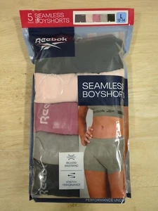 NEW Reebok Women's 5-Pack Seamless Boyshort Size Large 12-14 Pink Gray Black G5 - Picture 1 of 9