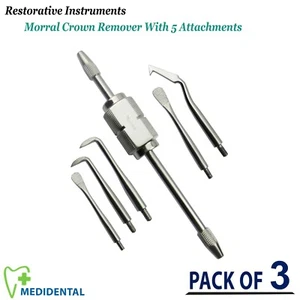 Paquete de 3 - Instrumentos de restauración dental removedor de corona de morrel con accesorios - Imagen 1 de 5