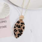 Leopard Print Feather Pendant Necklace Bohemia Leather Women Sweater Jewelry