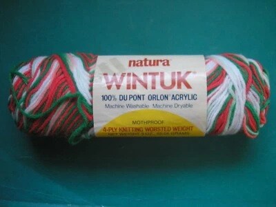 Natura Wintuk Christmas Ombre Yarn NEW #307 Red / White / Green 100% Acrylic - Image 1 of 4