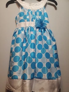Girls HOLIDAY EDITION Dress size 6 Blue/white Dots - Picture 1 of 6