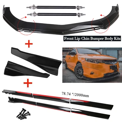 For Kia Forte Front Rear Bumper Lip Spoiler Splitter Body Kit Side Skirt 78.7" Foto 1 de 4