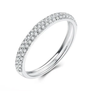Wedding Jewelry Solid 14K White Gold Pave Setting Natural Diamonds Band Ring - Picture 1 of 7