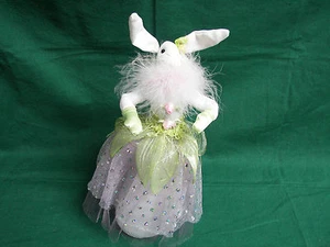 Bunny Rabbit Doll Handcrafted UNIQUE Princess Clothing Lace Ribbon Sequin - Picture 1 of 6