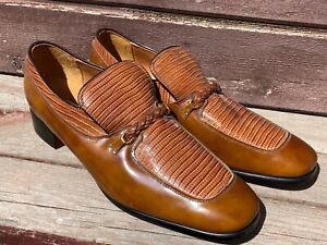 Vintage 70s Dexter Mens Genuine Leather Dress Shoes Size 11 Wide Usa Made Very R