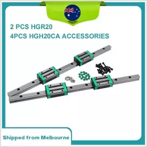 2 pcs HGR20 Linear Rails+4 pcs HGH20CA Block+Dust Proof Green Cap+Screw Set CNC - Picture 1 of 26