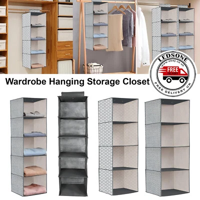 LEDSone Tidy Hanger Hanging Wardrobe Storage Organiser shelves unit for Clothes - Image 1 of 4