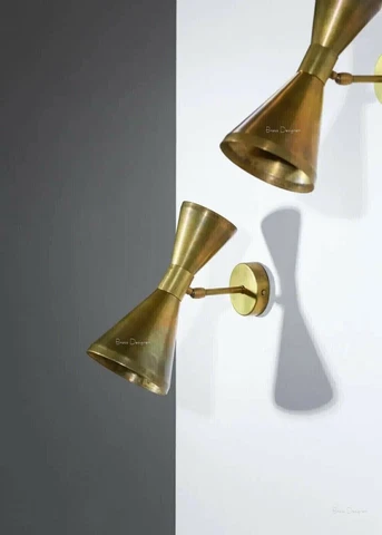 1950 Brass Scone Wall lamp Diabolo Chandelier Italian Stilnovo Sputnik set of 2 Cover