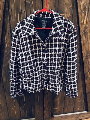 Blazer feminino GEORGE xadrez vermelho preto branco, tamanho 18 - Imagem 1 de 4