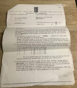 Fiat in Italien Rückkaufvertrag 1966 - Jahrgang 3 Seite (1 auf Italienisch) Brief - Bild 1 von 3