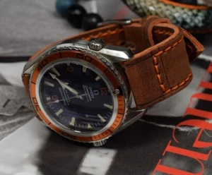 CORREA RELOJ 22 20 18 MM STORICO I MARRON NARANJA GENUINA PIEL VINTAGE MA STRAP - Picture 1 of 12