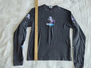 Dawls 1990's Women's ? Juniors shirt size M grey gray Unicorn long sleeve - Picture 1 of 6