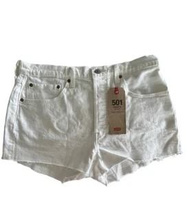 Pantalones Cortos de Jean Levi 501 Orig NUEVO W Tag tiro alto para Mujer Blanco Botón Mosca Talla 31 - Imagen 1 de 7
