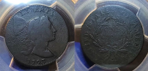 1793 S-13, B-20 Liberty Cap Large Cent 1c PCGS VG 10 Cover