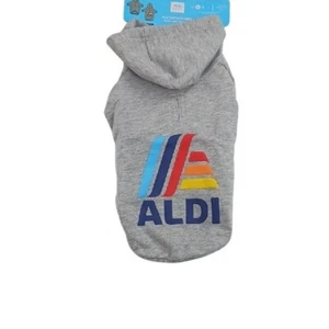 Aldi Pet Sweatshirt Hoodie Shirt Gray Logo Dog Cat Clothing Size Small - Picture 1 of 7