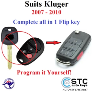 SUITS TOYOTA KLUGER REMOTE TRANSPONDER FLIP KEY FOB 2007 2008 2009 2010 - Picture 1 of 13