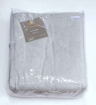 Sferra Home Collection Plush Blanket 8890 King Grey 100% Cotton - Image 1 of 4