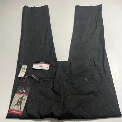 Pantalón Van Heusen Frente Plano Flex DELGADO 30x32 Carbón Hombre Traje Separado Nuevo con Etiquetas $120 Foto 1 de 4
