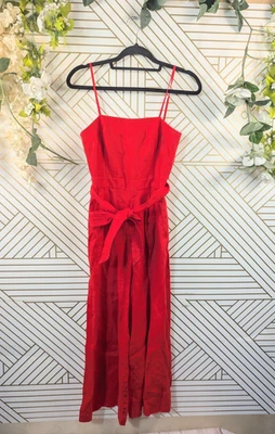 J. Mono de mujer Crew de lino con correa de espagueti a la cintura talla G6369 talla 00 Foto 1 de 4