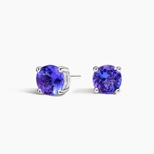 925 Sterling Silver Lab Created Solitaire Tanzanite Stud Christmas Gifts For Her - Picture 1 of 4