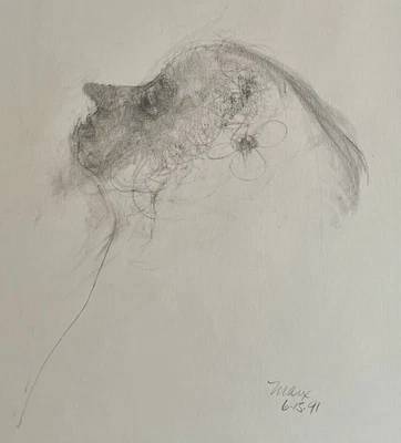 Оригинальный графитовый рисунок Роберта Маркса — ангел - Изображение 1 из 4