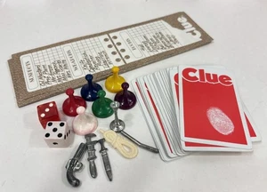 CLUE Board Game Pieces Complete Weapons Player Tokens Cards Die Notepad 1972 Vtg - Picture 1 of 13