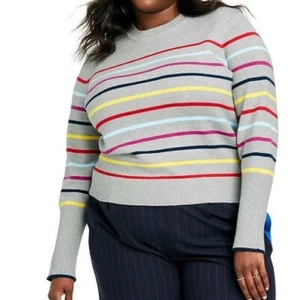 Woman's Plus SIZE  Striped Crewneck Sweater -La Ligne X Target Gray/Red /... - Picture 1 of 2