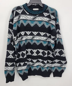 Protege by Tag Sweater Mens Large Vintage Geo Print Biggie Hip Hop 90s Nordic - Picture 1 of 9