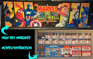 Marvel vs Capcom Arcade Marquee 26"x8" and Moves and Instruction Sticker Sheets - Picture 1 of 11