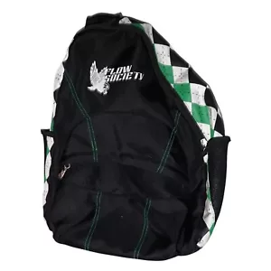 Flow Society Lacrosse Sling Bag Backpack Athletic Black Green Logo - Picture 1 of 4