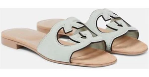 Gucci Interlocking GG Monogram Cutout Flat Slide Sandals Mules Shoes $750 - Picture 1 of 24