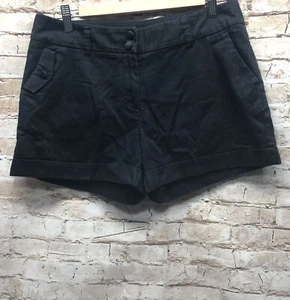 H&M Womens Cuffed Shorts Black USA Size 8 - Picture 1 of 7
