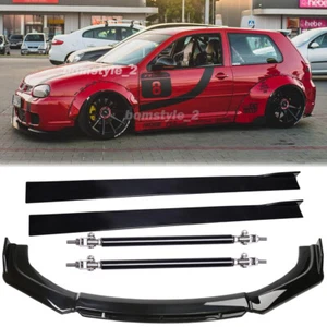 Front Bumper Spoiler Splitter Lip/Side Skirt /Strut Rods For Volkswagen Golf MK4 - Picture 1 of 15